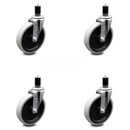 Service Caster 5 Inch Thermoplastic Rubber Wheel 1-5/8 Inch Expanding Stem Caster SCC, 4PK SCC-EX05S510-TPRS-158-4